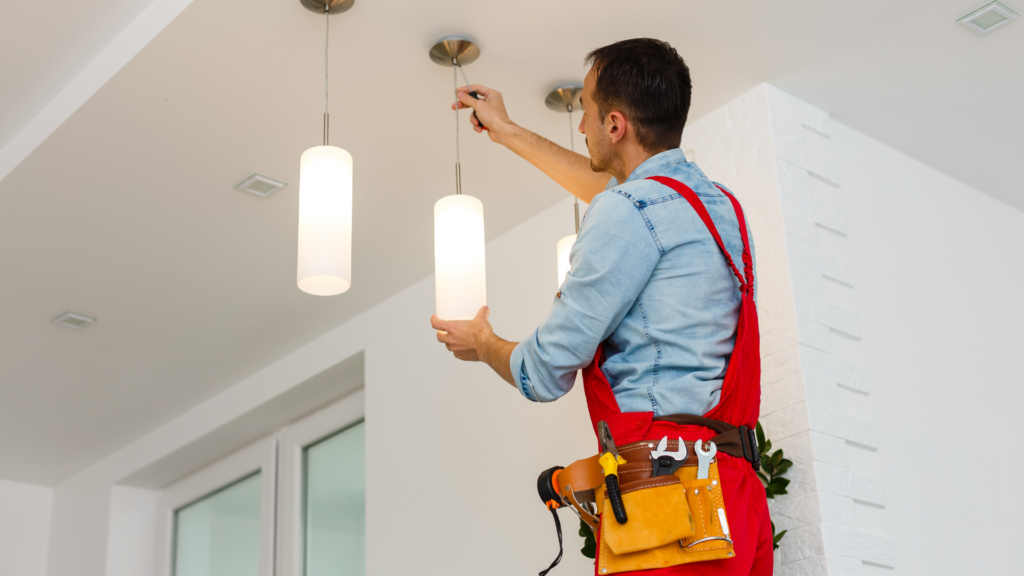 Electrician Installing Lights in Lexington Kentucky